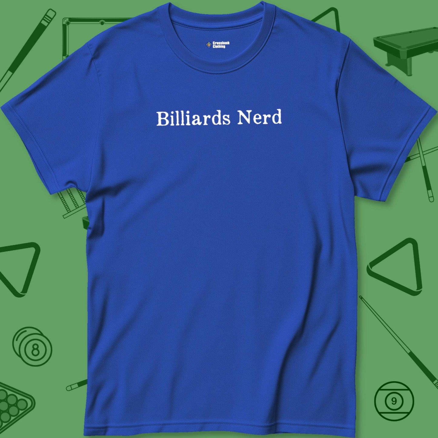 A T-Shirt with billiards-themed design from Crossbank Clothing