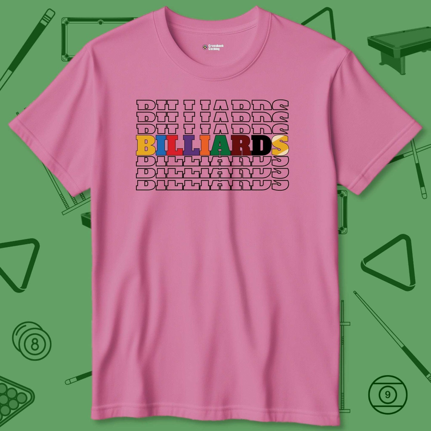 A T-Shirt with billiards-themed design from Crossbank Clothing