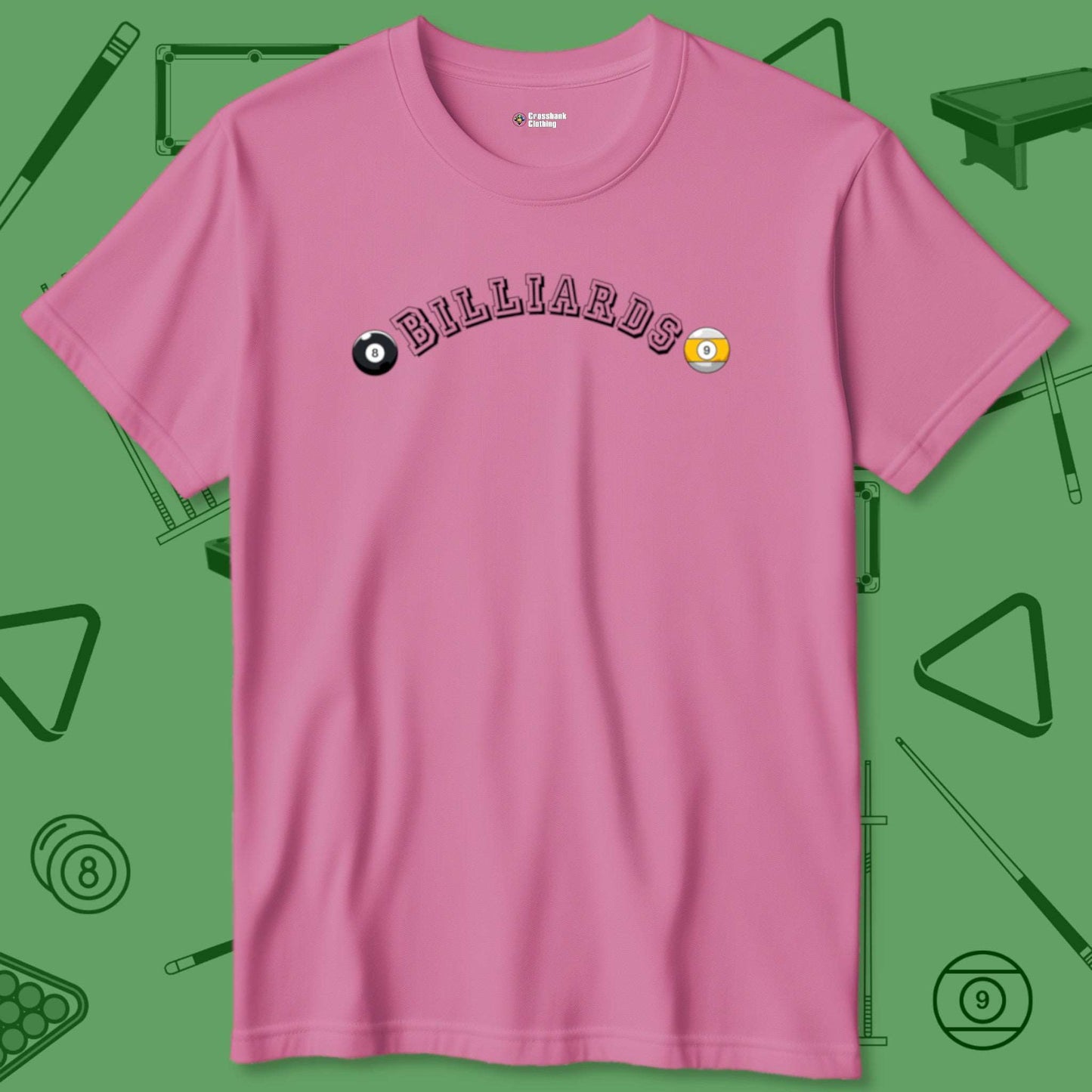 A T-Shirt with billiards-themed design from Crossbank Clothing