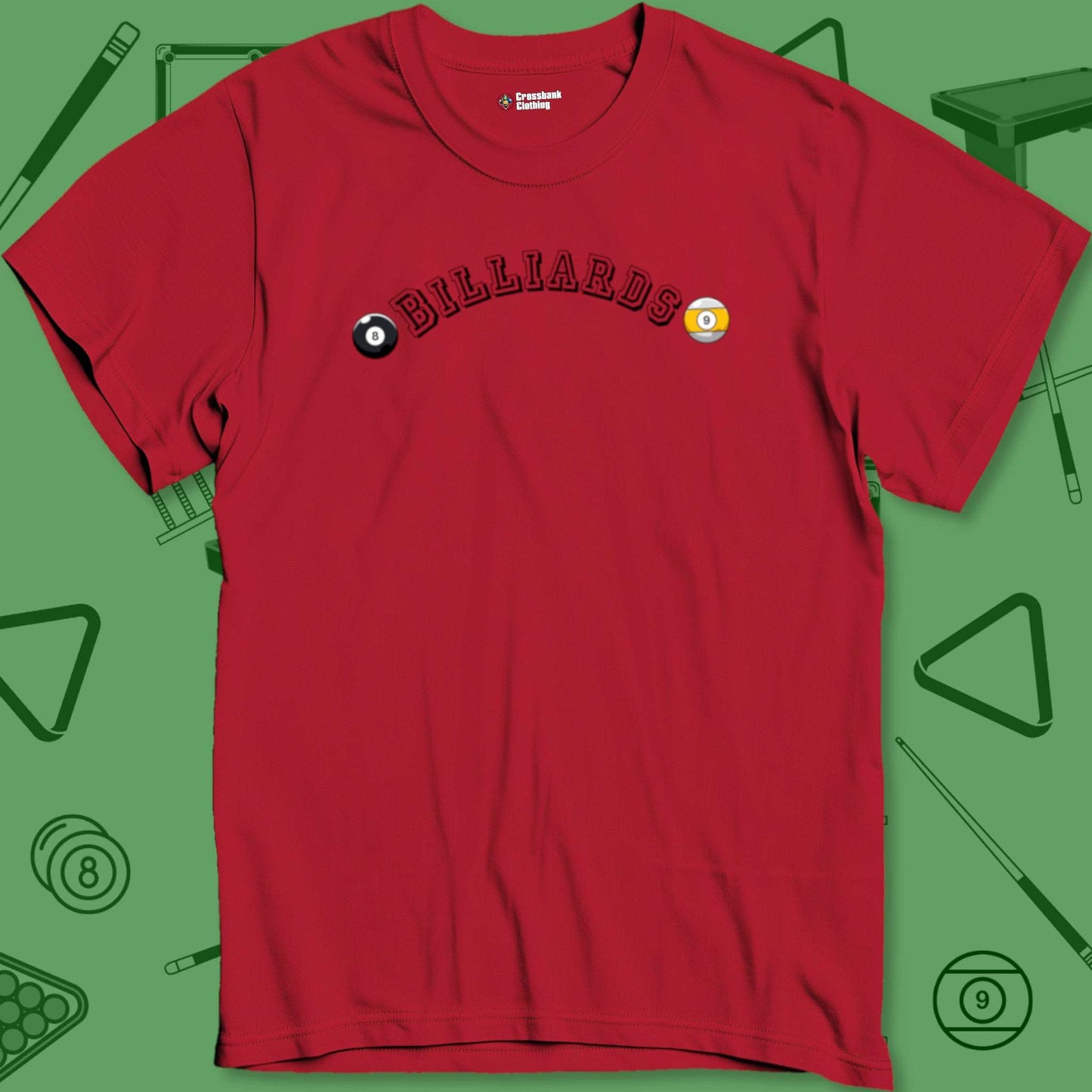 A T-Shirt with billiards-themed design from Crossbank Clothing