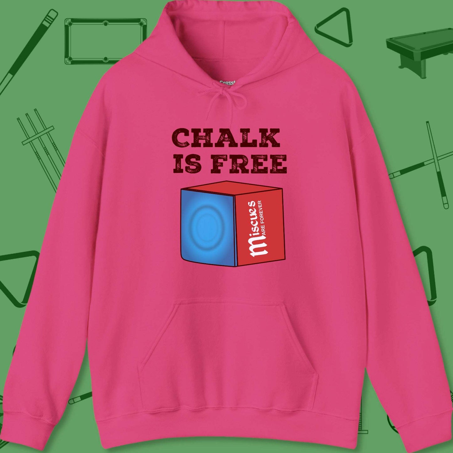 A Hoodie with billiards-themed design from Crossbank Clothing