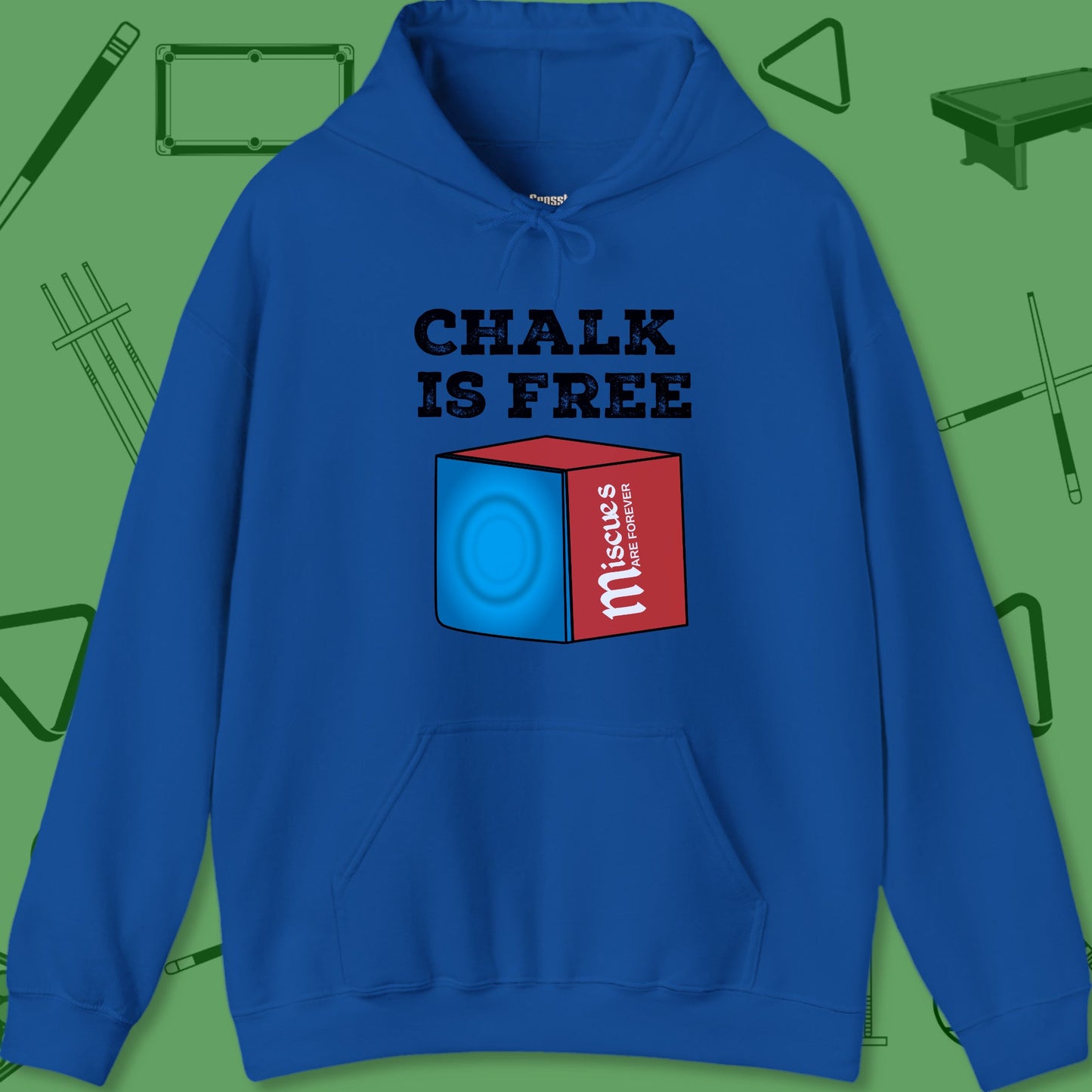 A Hoodie with billiards-themed design from Crossbank Clothing