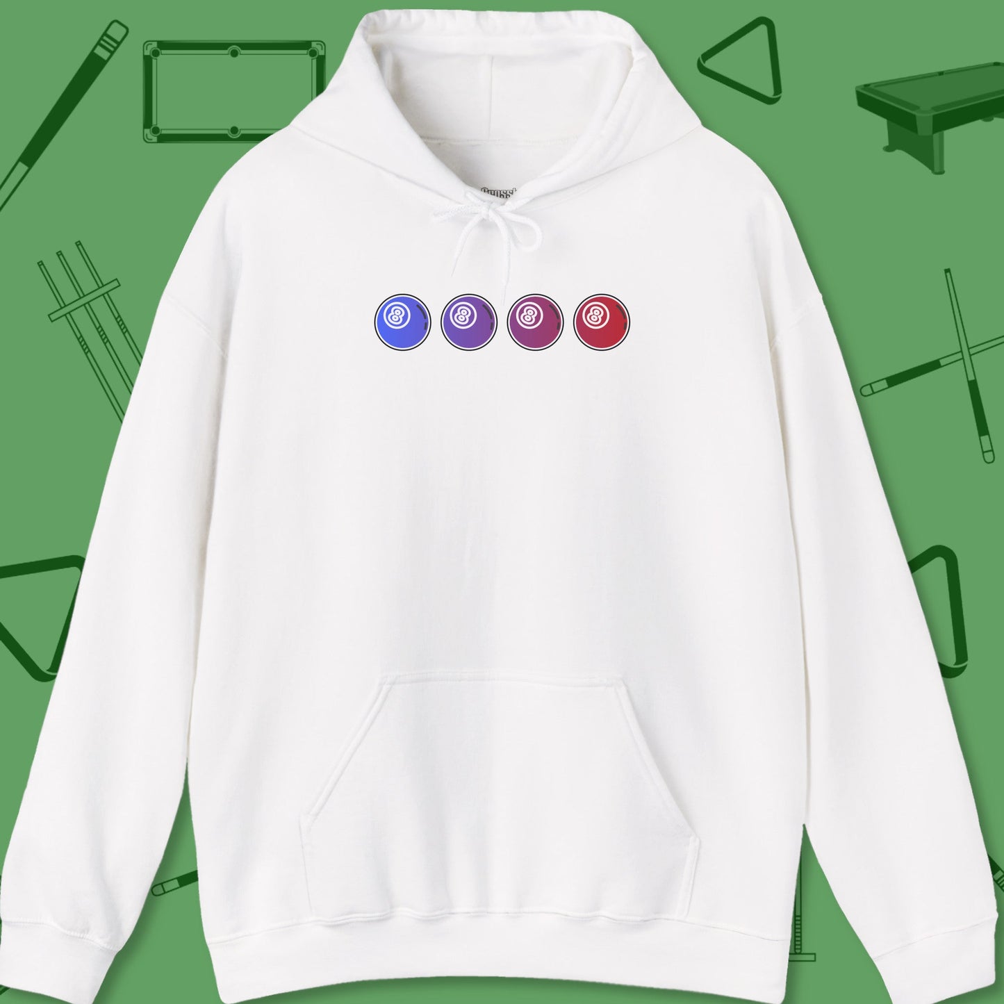 A Hoodie with billiards-themed design from Crossbank Clothing