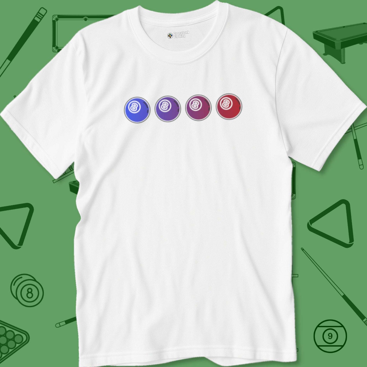 A T-Shirt with billiards-themed design from Crossbank Clothing