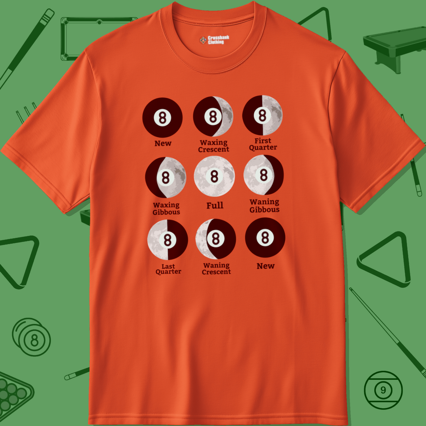 A T-Shirt with billiards-themed design from Crossbank Clothing