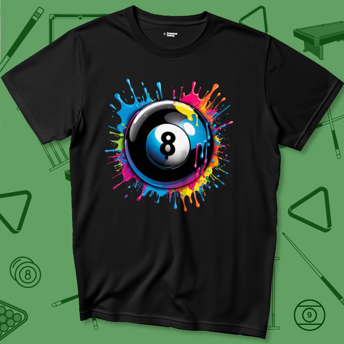 A T-Shirt with billiards-themed design from Crossbank Clothing