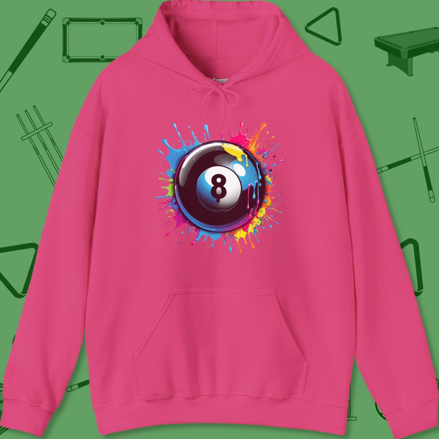 A Hoodie with billiards-themed design from Crossbank Clothing