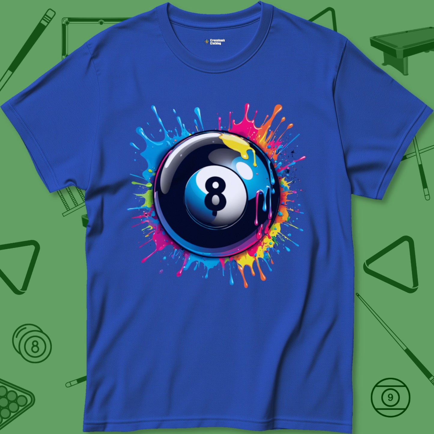 A T-Shirt with billiards-themed design from Crossbank Clothing