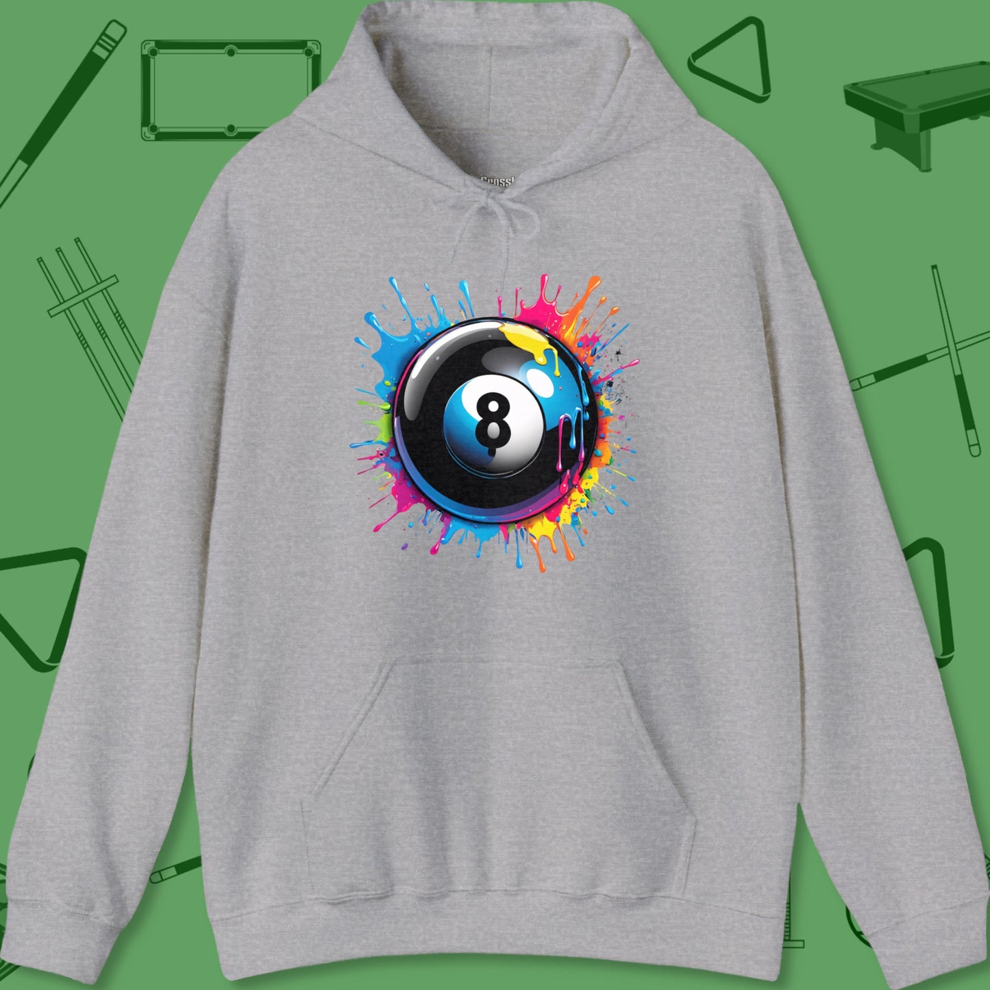 A Hoodie with billiards-themed design from Crossbank Clothing