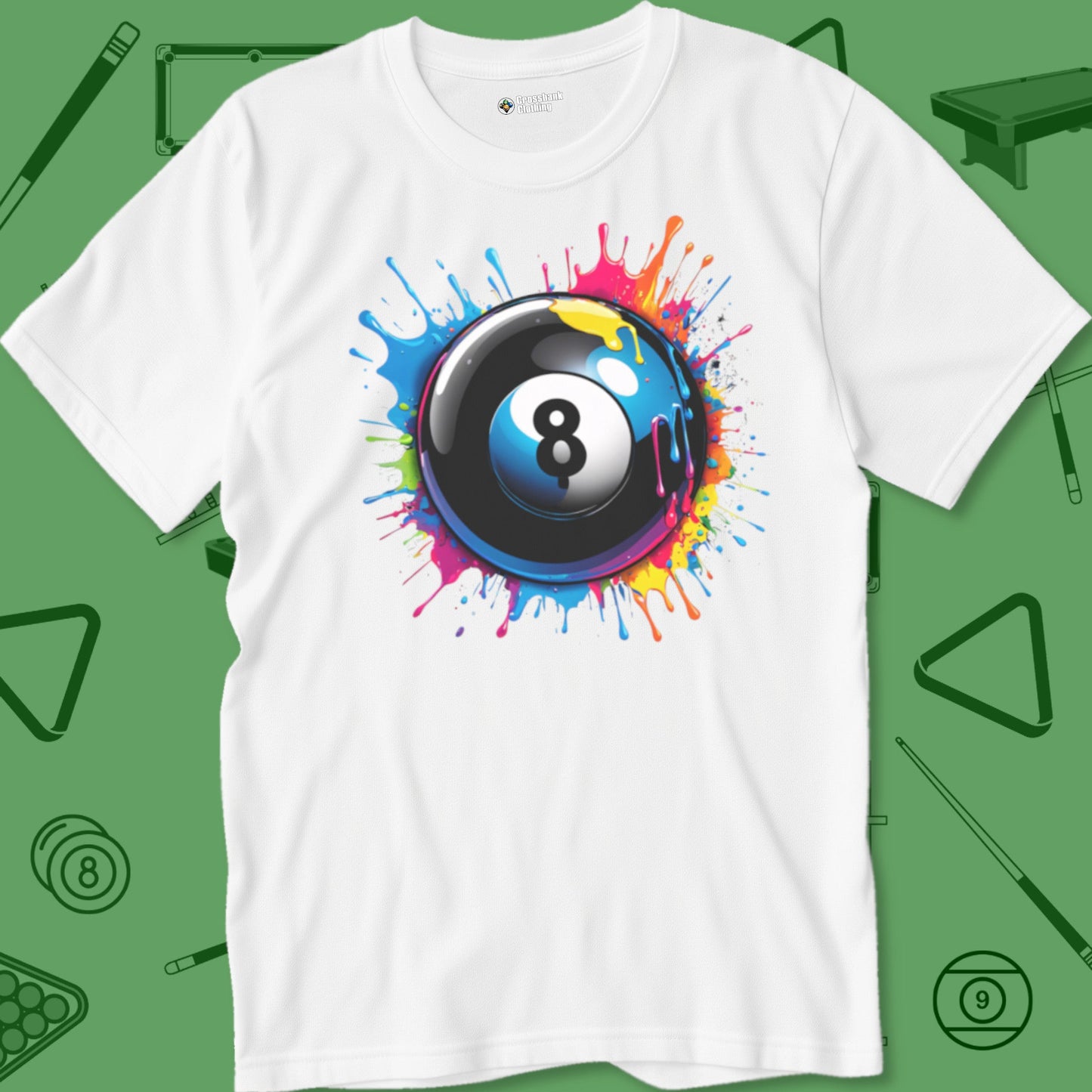 A T-Shirt with billiards-themed design from Crossbank Clothing