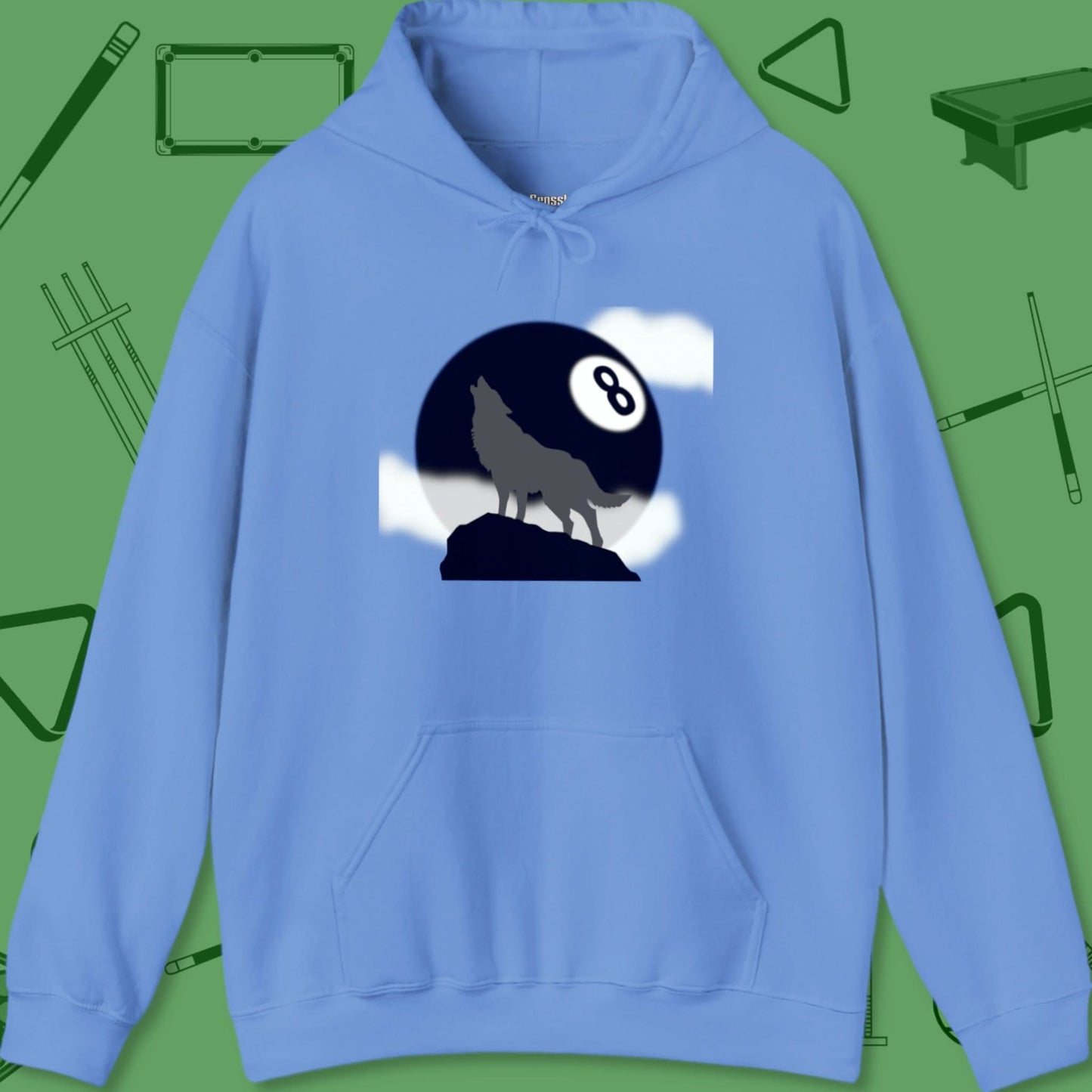 A Hoodie with billiards-themed design from Crossbank Clothing