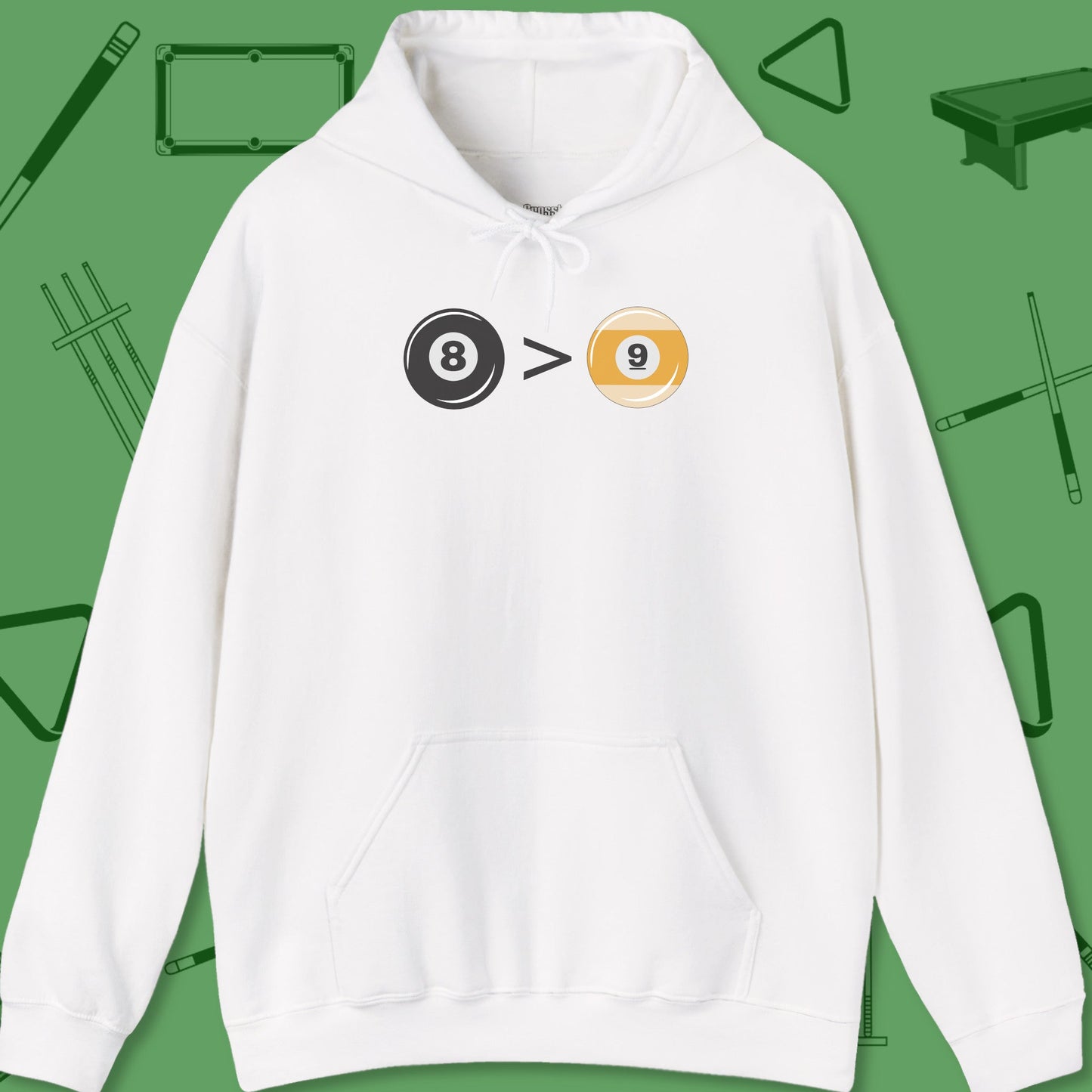 A Hoodie with billiards-themed design from Crossbank Clothing