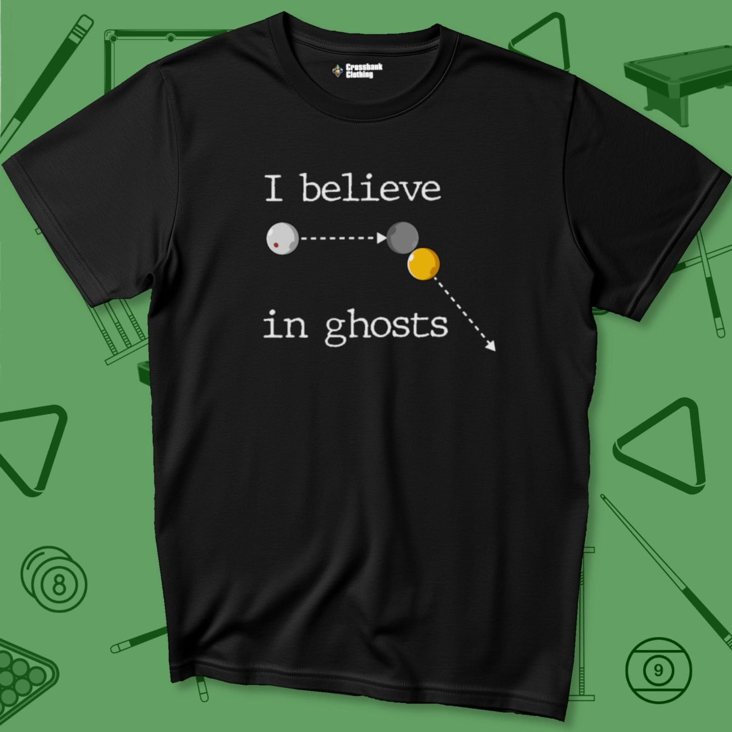 A T-Shirt with billiards-themed design from Crossbank Clothing