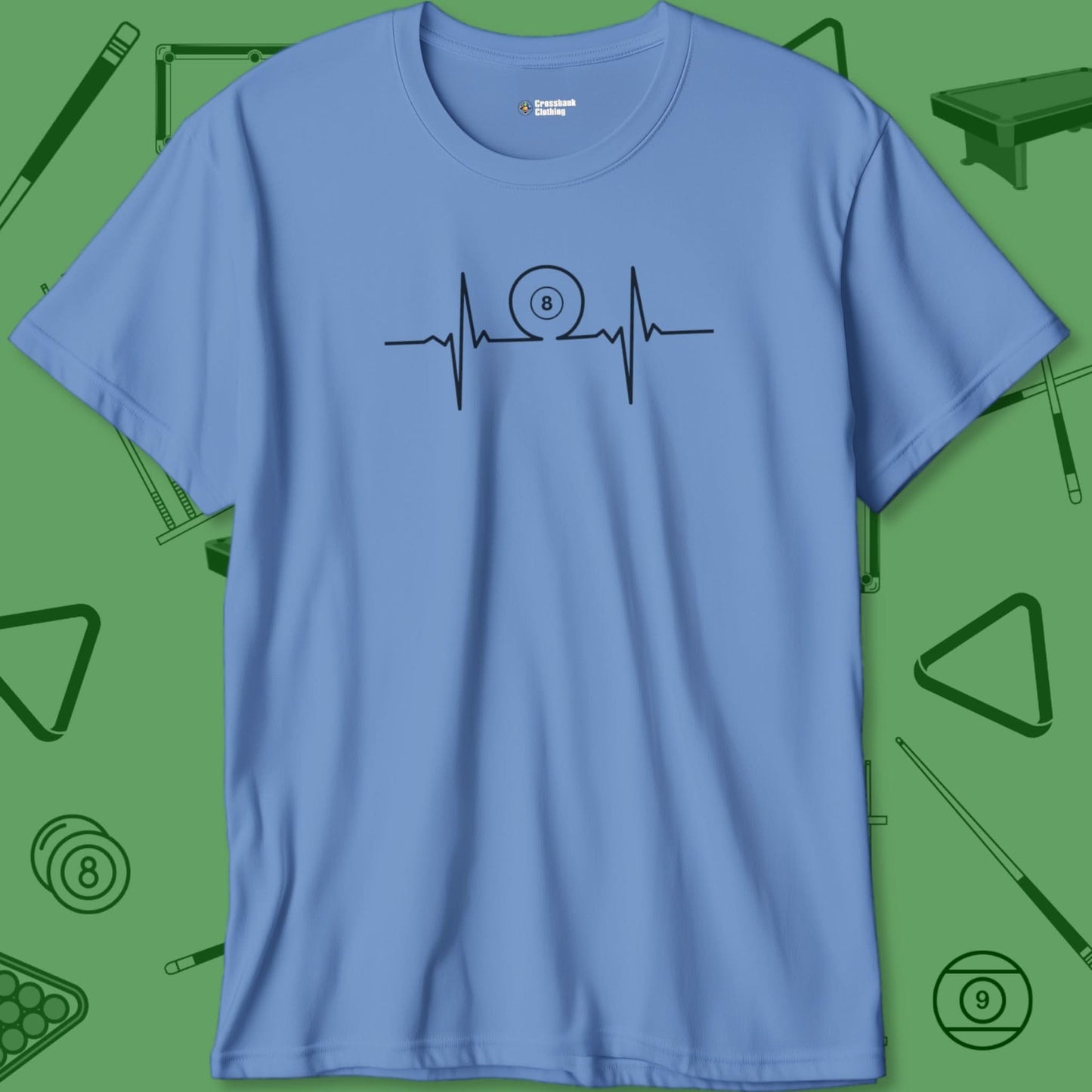 A T-Shirt with billiards-themed design from Crossbank Clothing