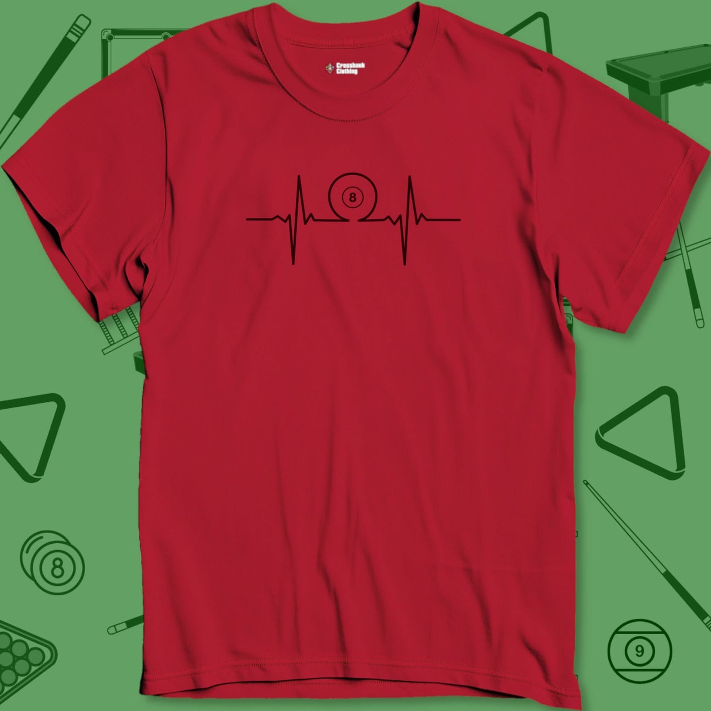 A T-Shirt with billiards-themed design from Crossbank Clothing