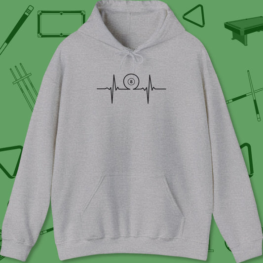 A Hoodie with billiards-themed design from Crossbank Clothing