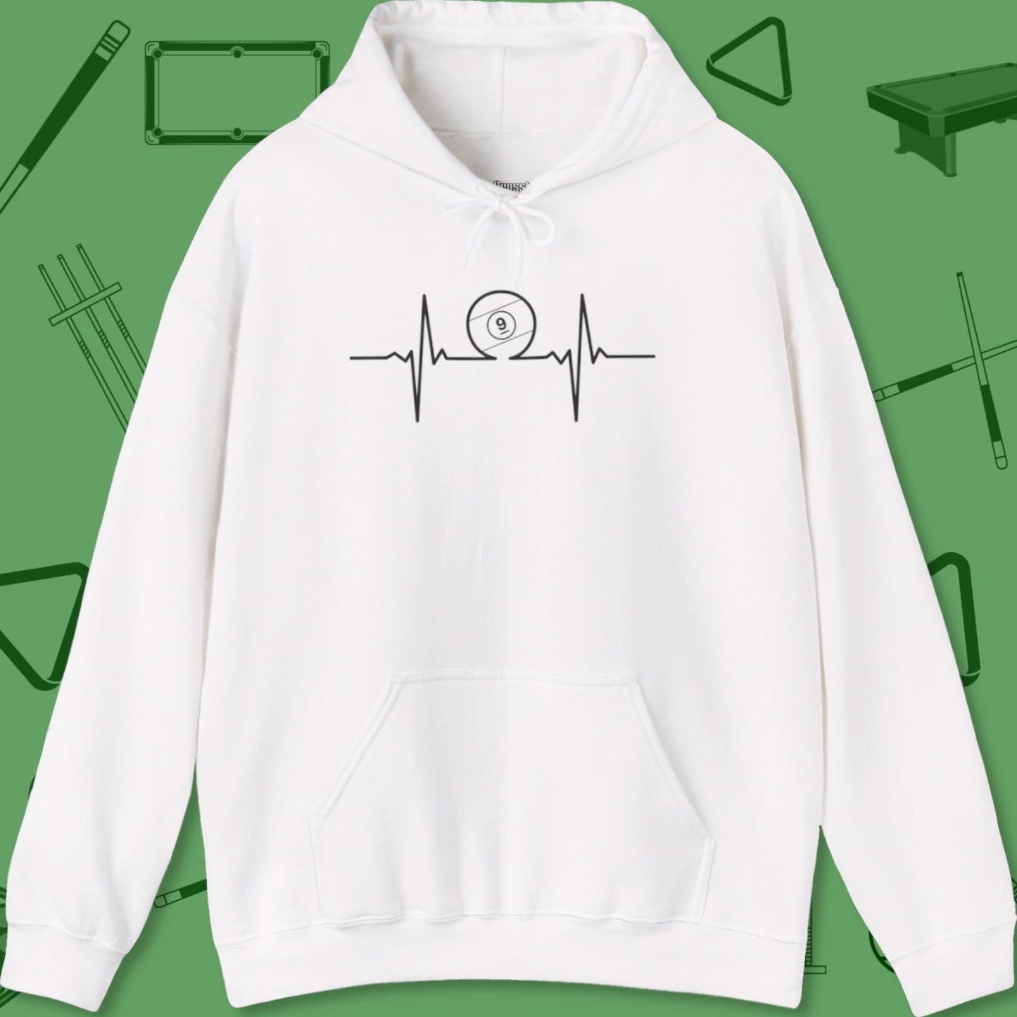 A Hoodie with billiards-themed design from Crossbank Clothing