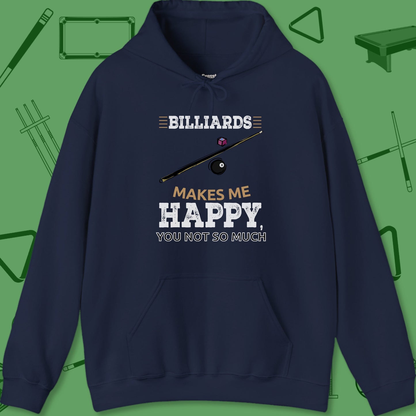 A Hoodie with billiards-themed design from Crossbank Clothing