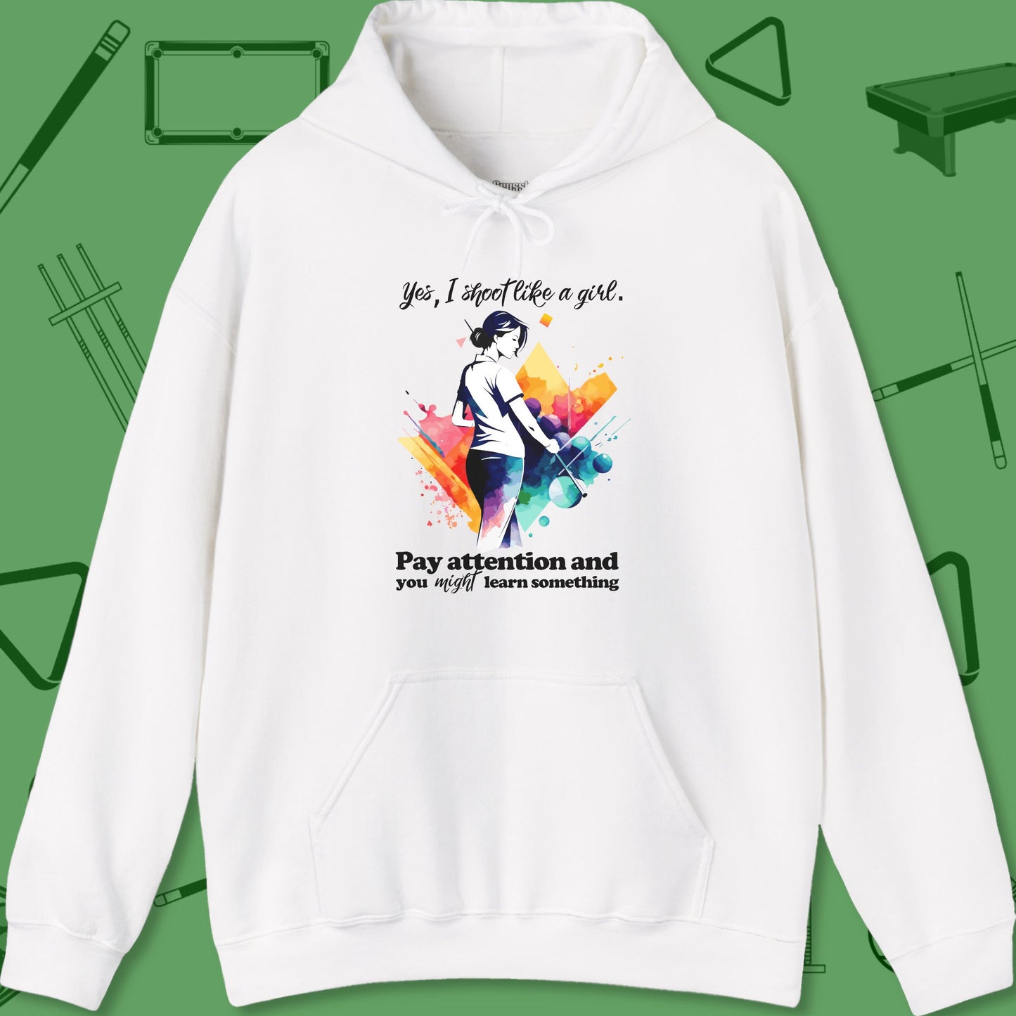 A Hoodie with billiards-themed design from Crossbank Clothing