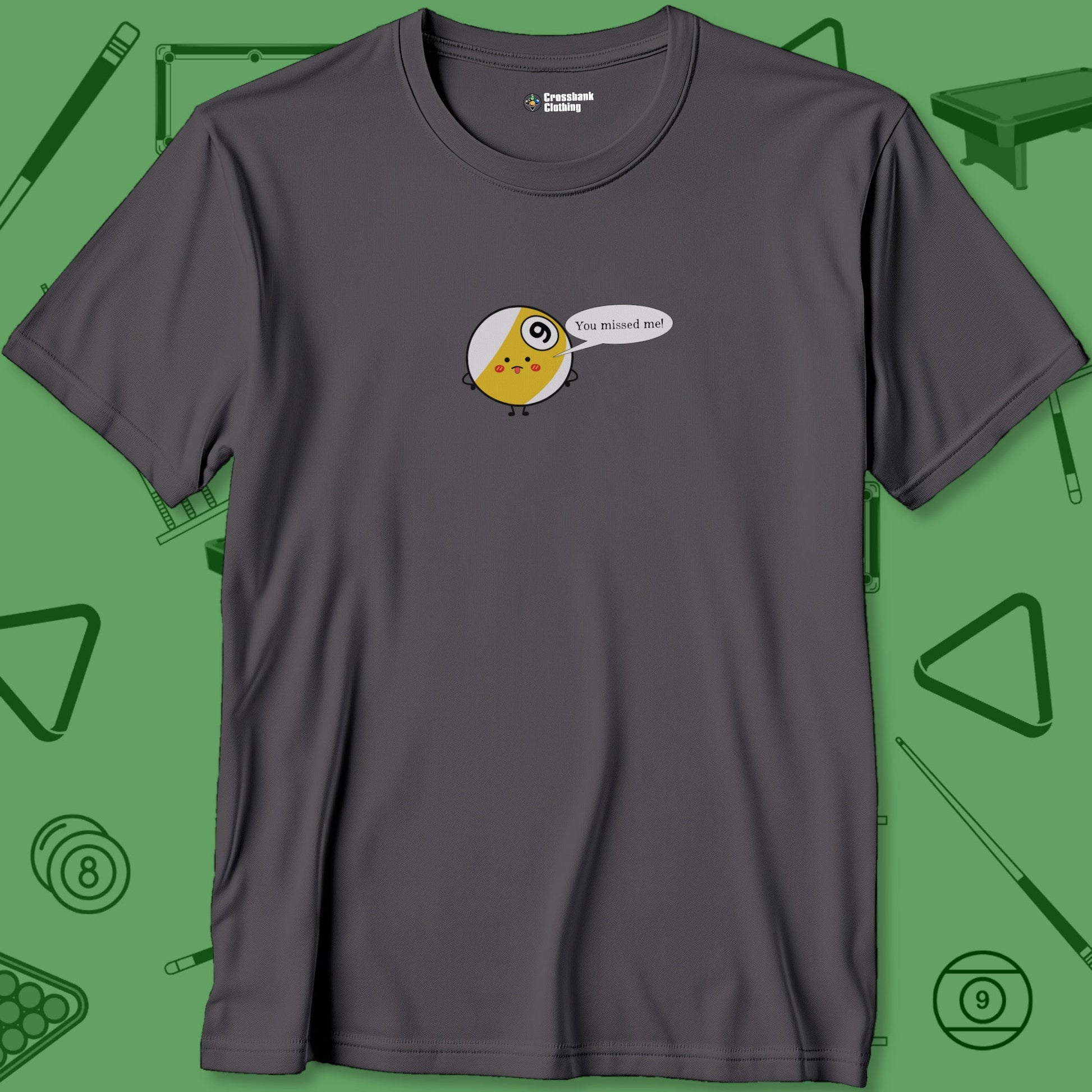 A T-Shirt with billiards-themed design from Crossbank Clothing