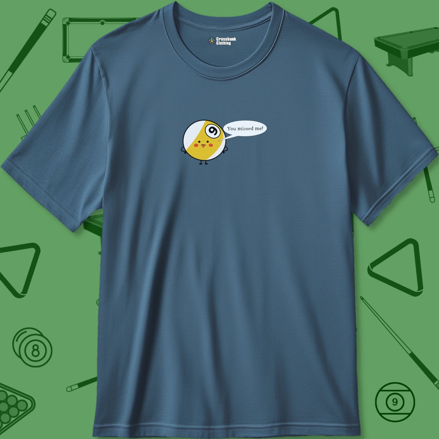 A T-Shirt with billiards-themed design from Crossbank Clothing