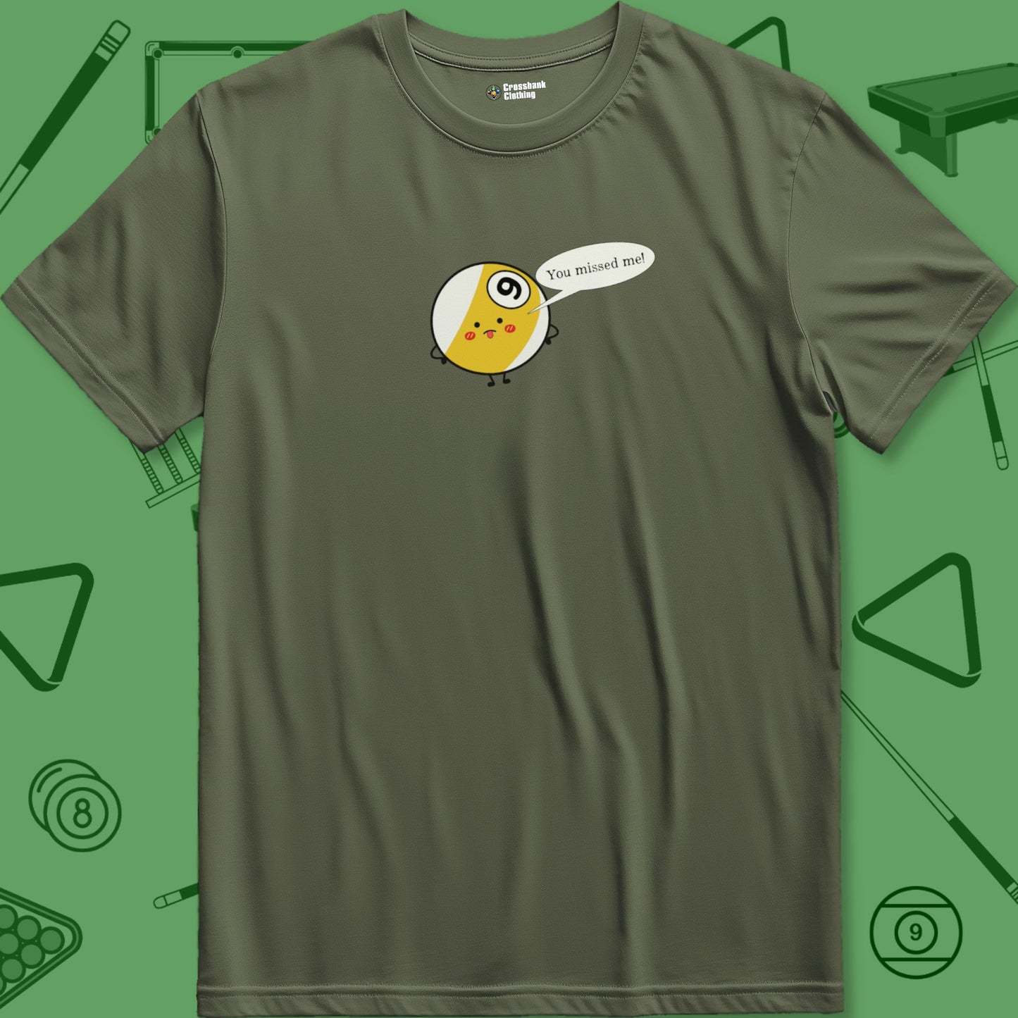 A T-Shirt with billiards-themed design from Crossbank Clothing