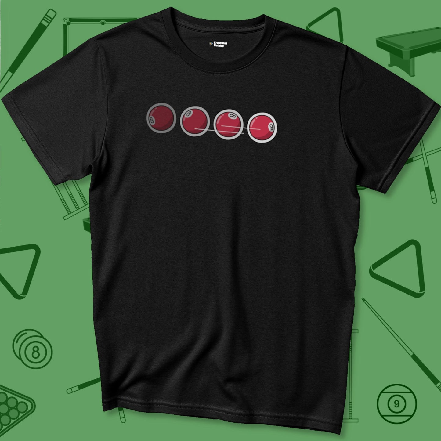 A T-Shirt with billiards-themed design from Crossbank Clothing