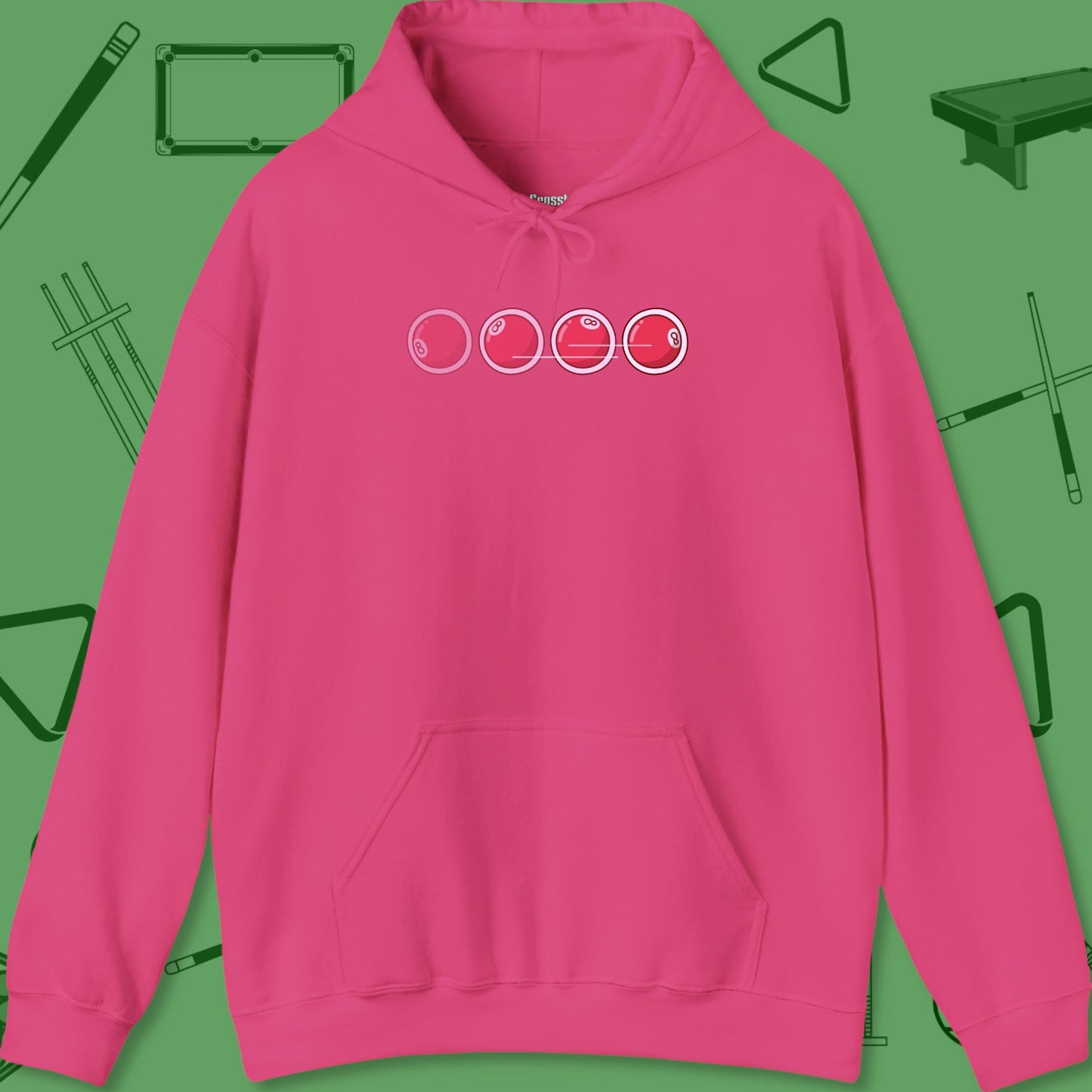 A Hoodie with billiards-themed design from Crossbank Clothing