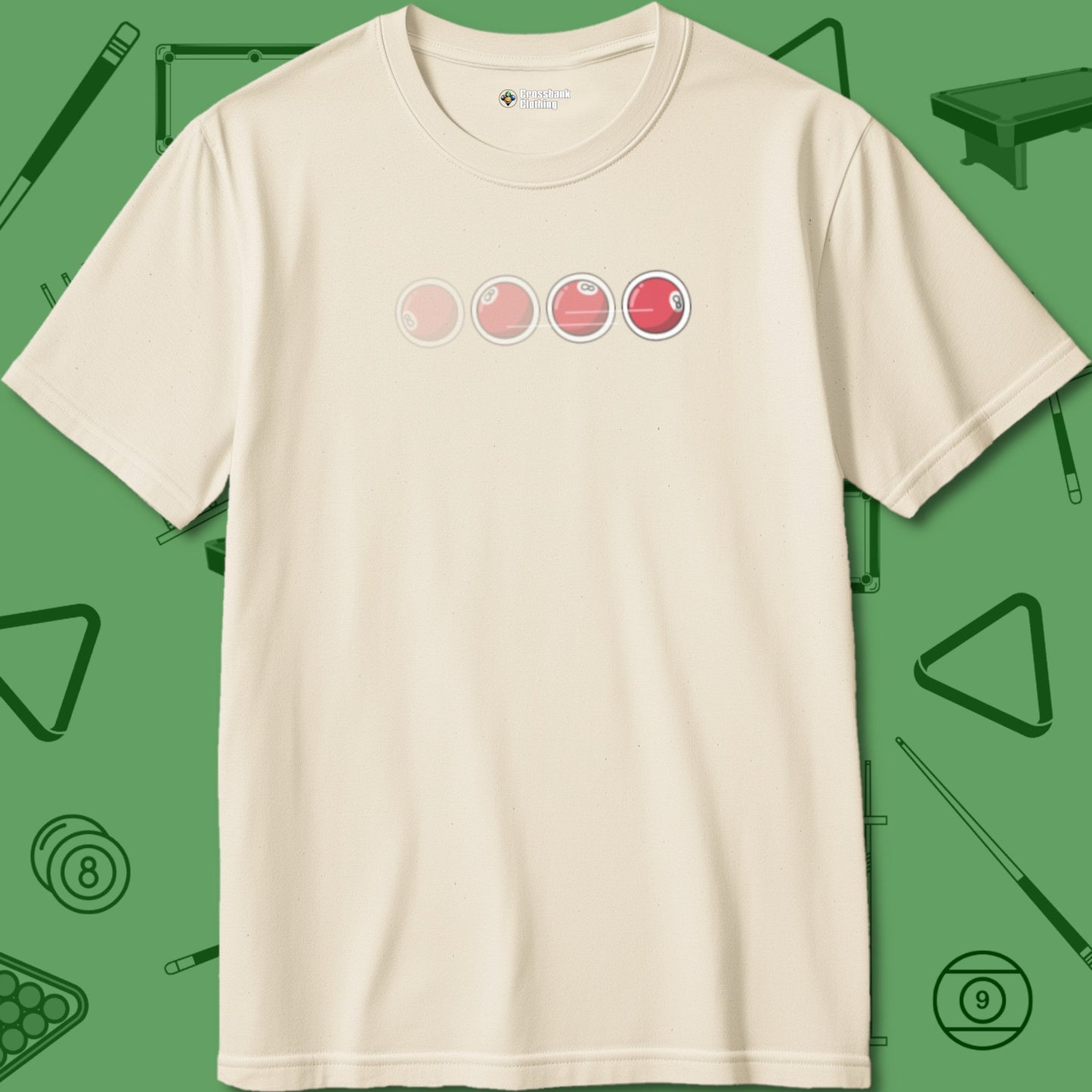 A T-Shirt with billiards-themed design from Crossbank Clothing