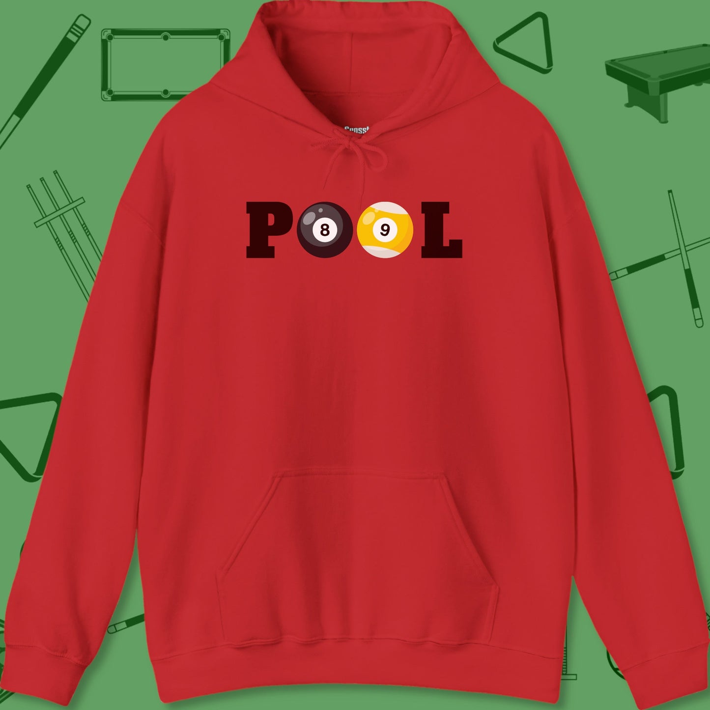 A Hoodie with billiards-themed design from Crossbank Clothing