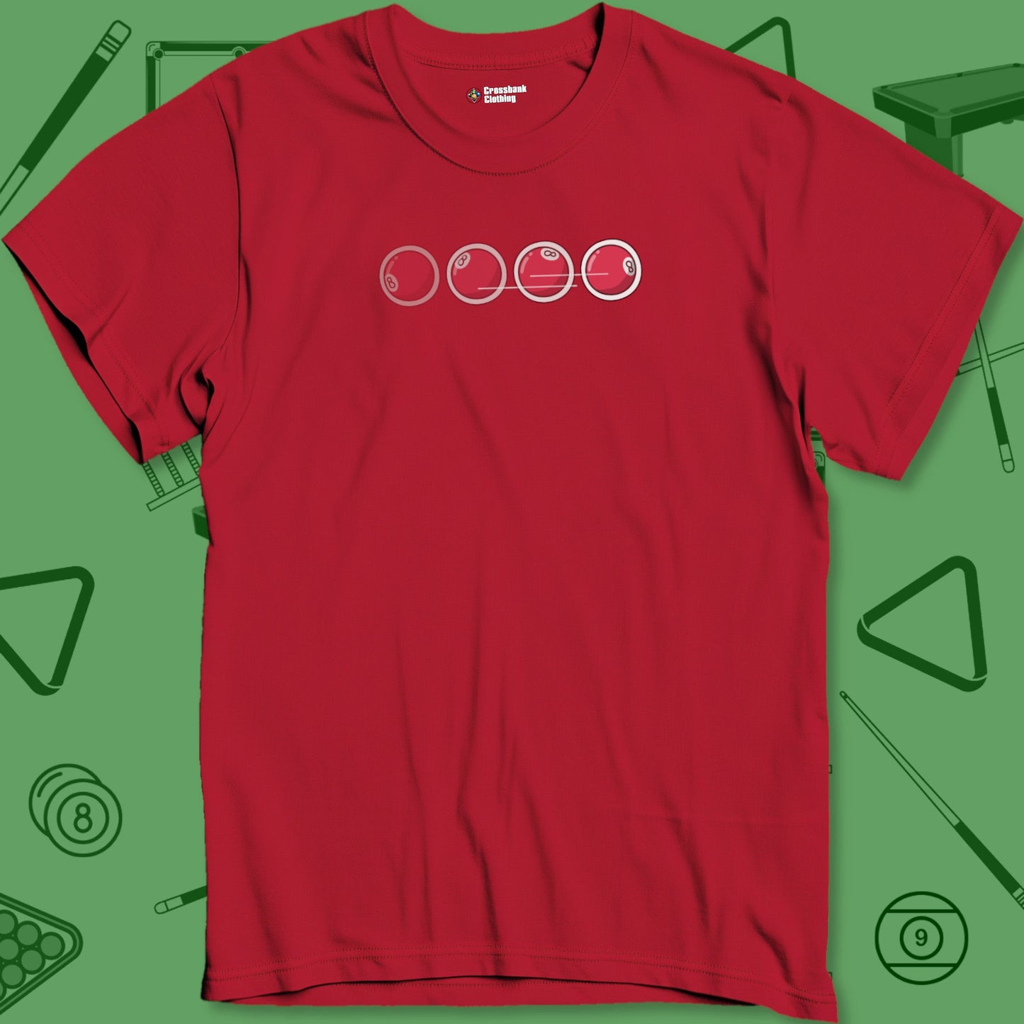 A T-Shirt with billiards-themed design from Crossbank Clothing