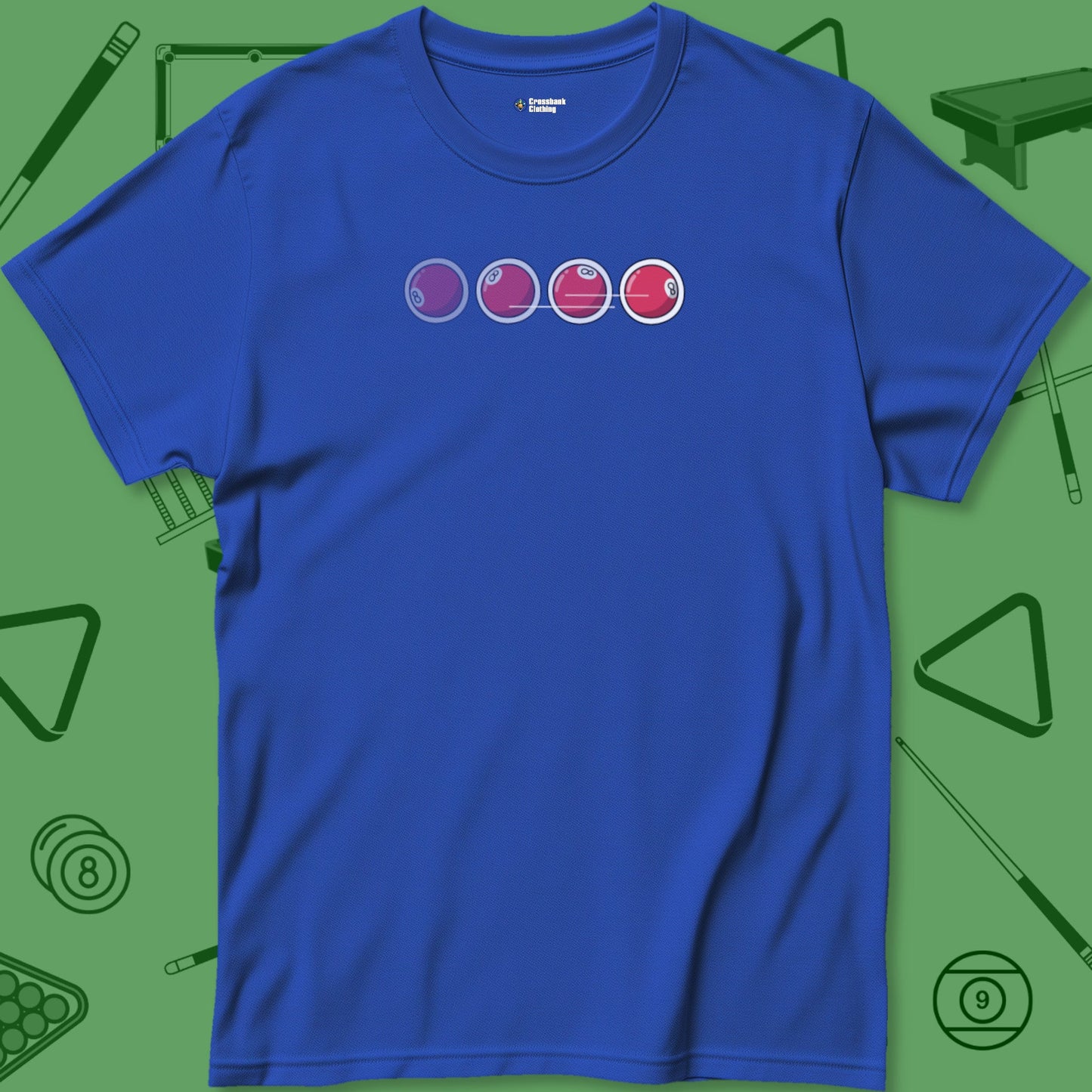 A T-Shirt with billiards-themed design from Crossbank Clothing