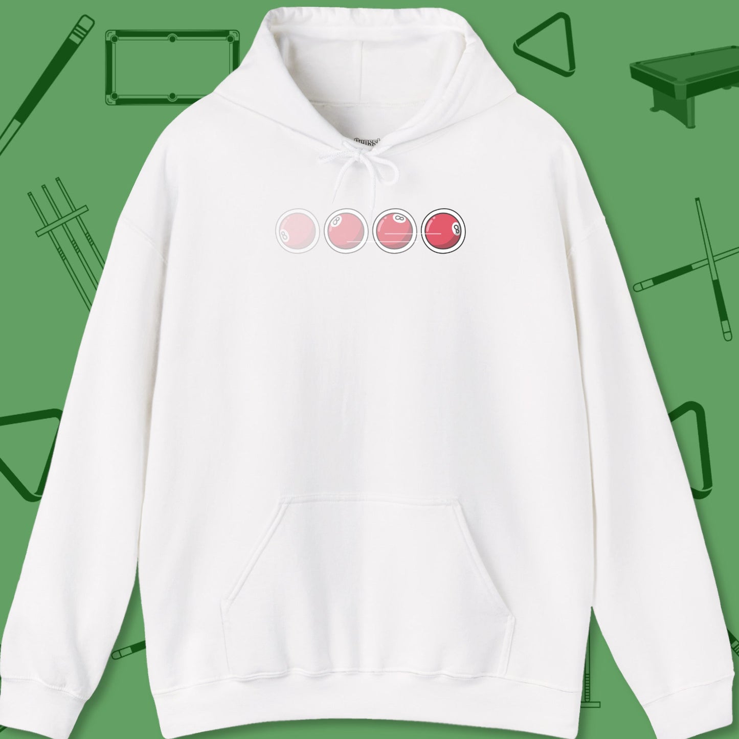 A Hoodie with billiards-themed design from Crossbank Clothing