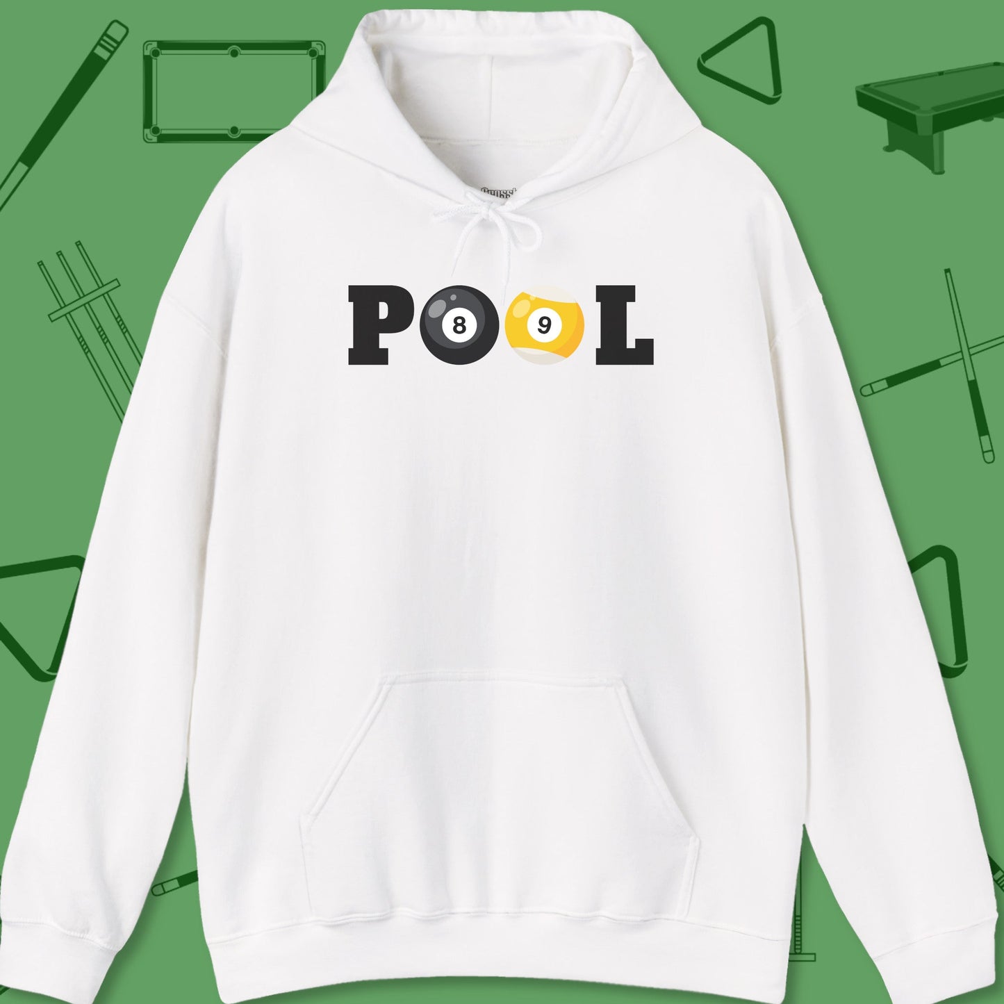 A Hoodie with billiards-themed design from Crossbank Clothing