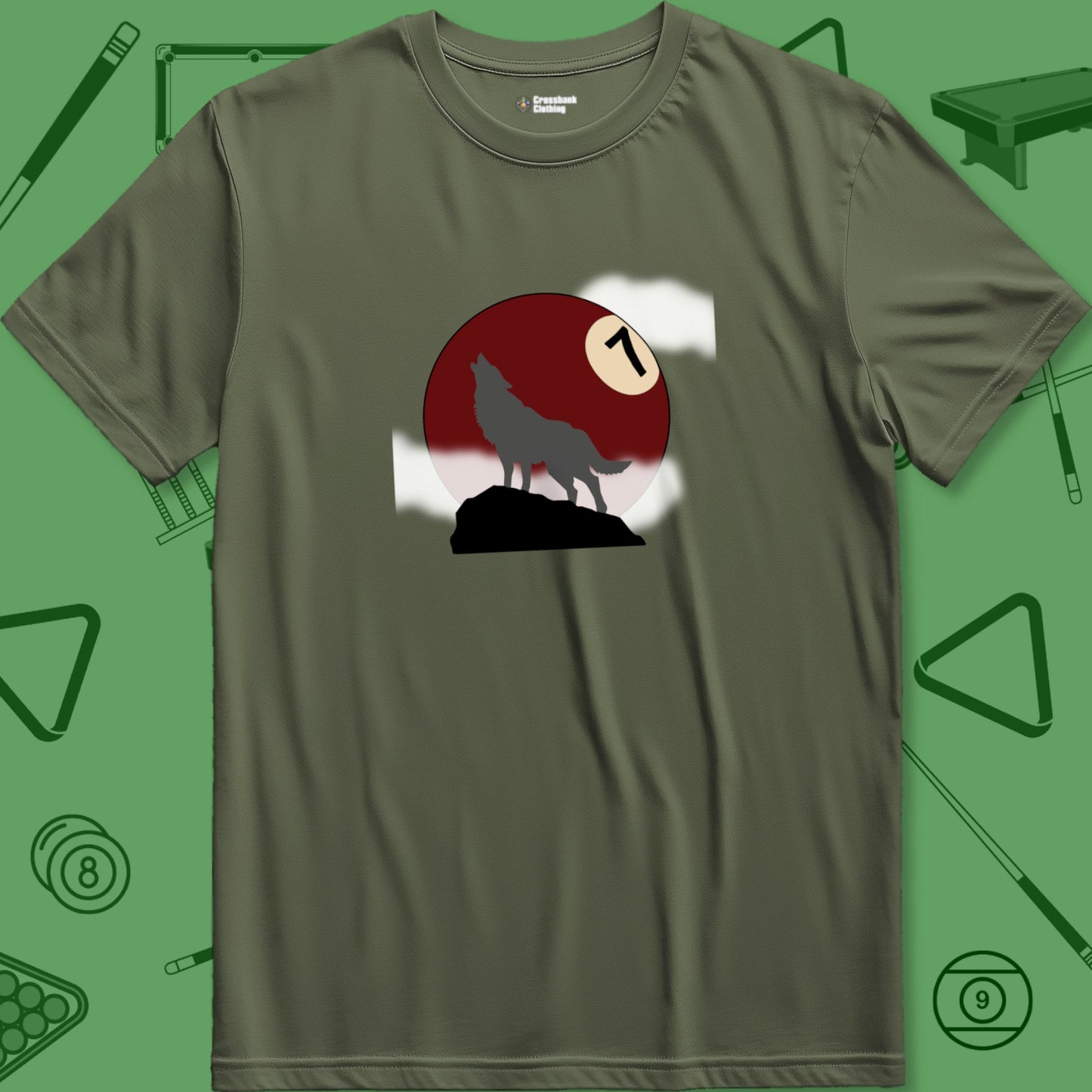 A T-Shirt with billiards-themed design from Crossbank Clothing