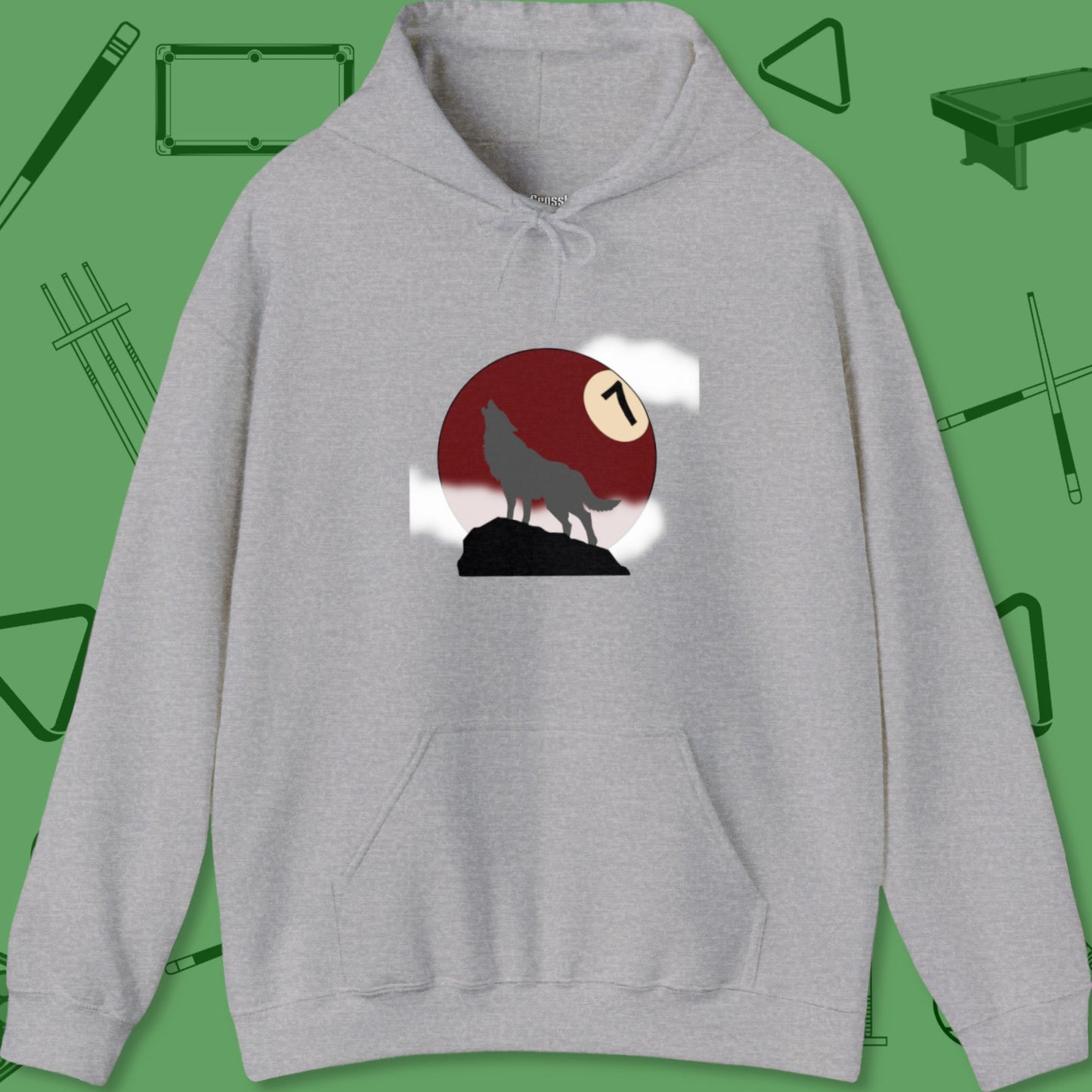 A Hoodie with billiards-themed design from Crossbank Clothing