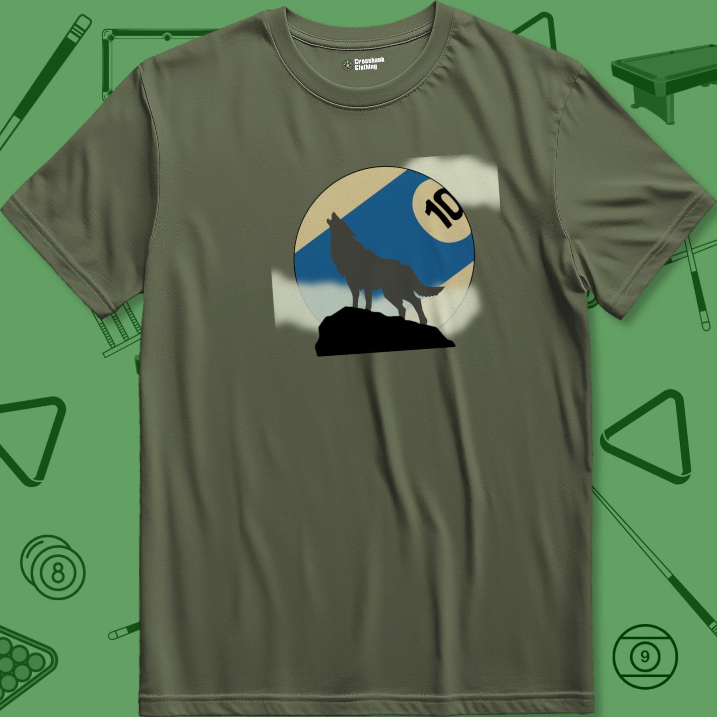 A T-Shirt with billiards-themed design from Crossbank Clothing