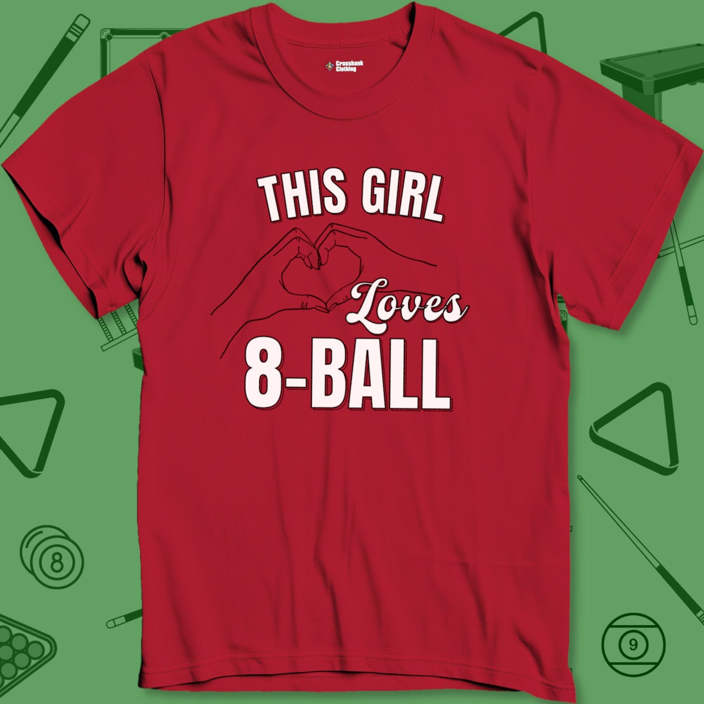 A T-Shirt with billiards-themed design from Crossbank Clothing