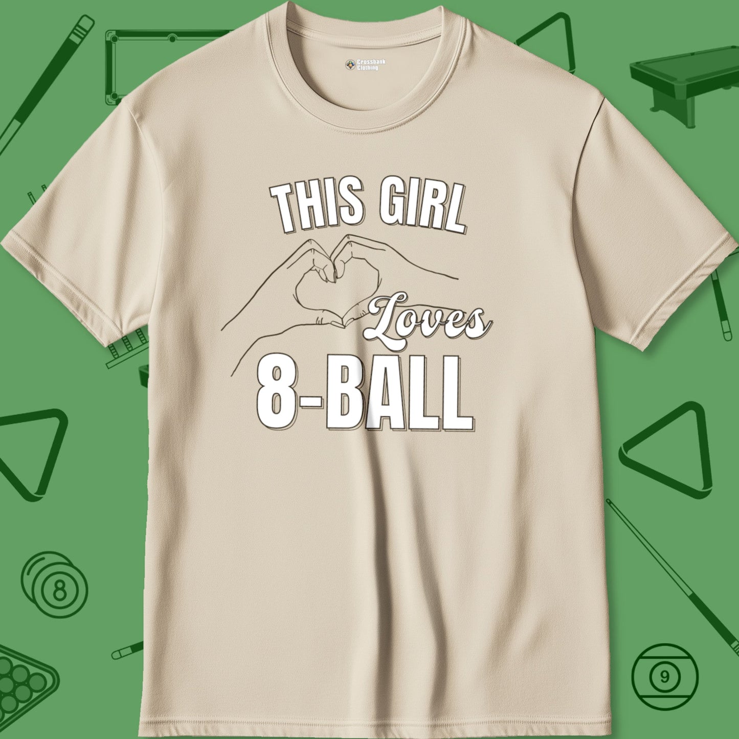 A T-Shirt with billiards-themed design from Crossbank Clothing