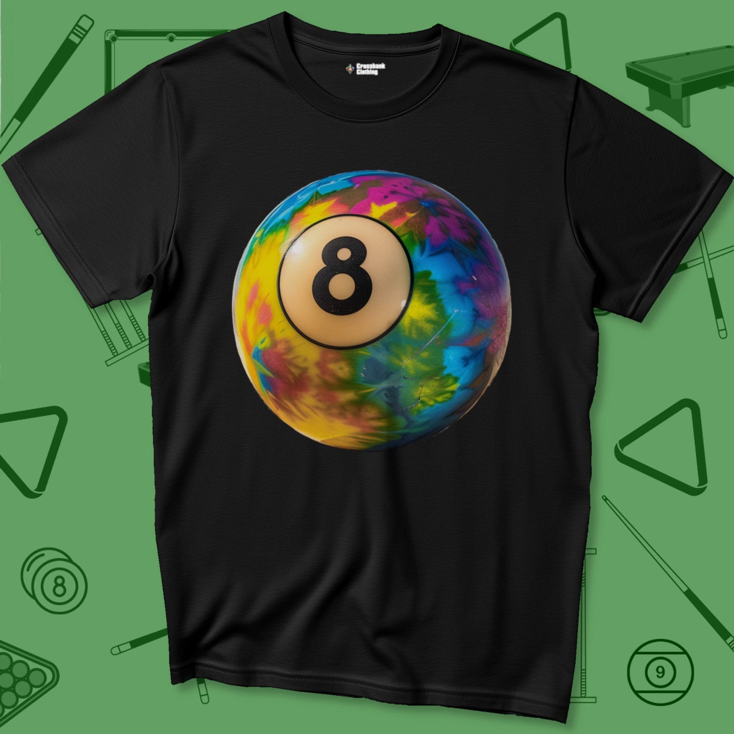 A T-Shirt with billiards-themed design from Crossbank Clothing