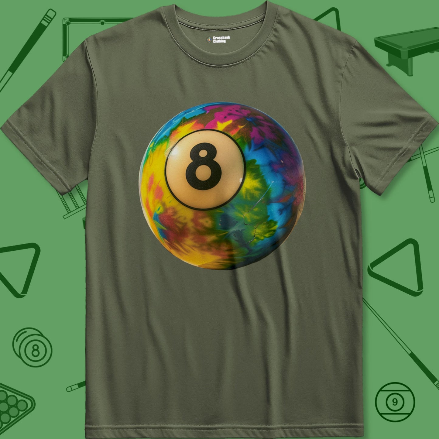 A T-Shirt with billiards-themed design from Crossbank Clothing