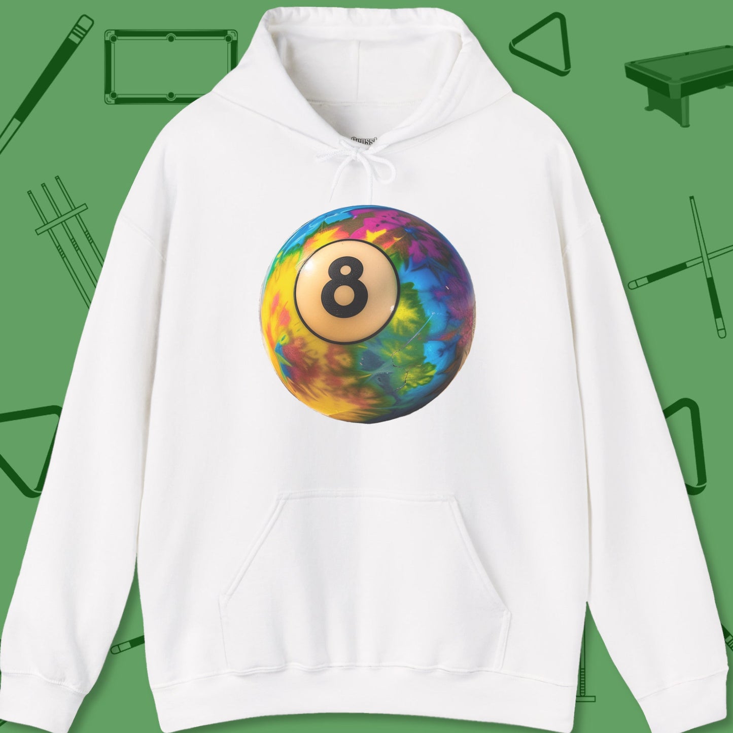 A Hoodie with billiards-themed design from Crossbank Clothing