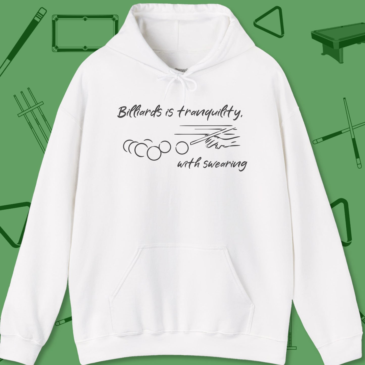 A Hoodie with billiards-themed design from Crossbank Clothing