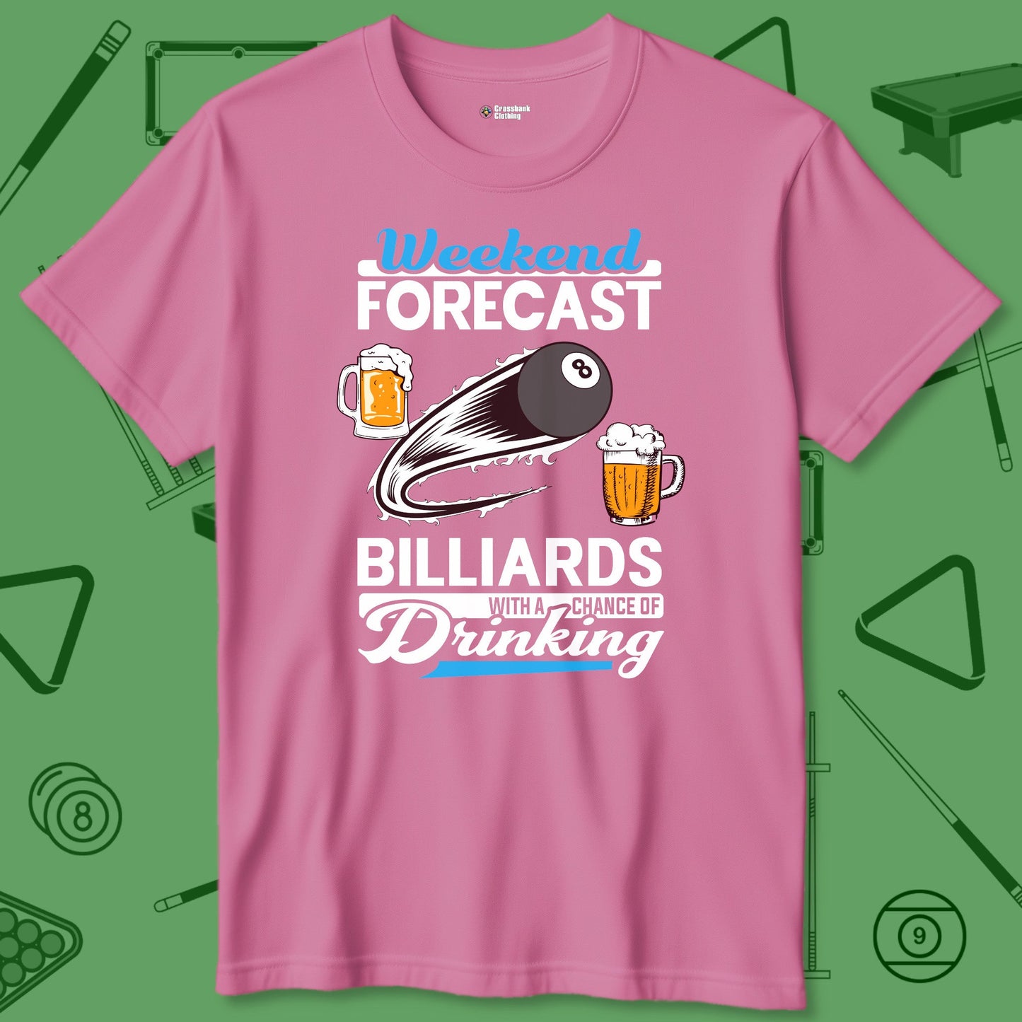 A T-Shirt with billiards-themed design from Crossbank Clothing