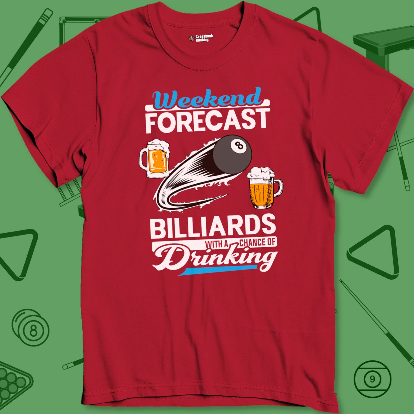 A T-Shirt with billiards-themed design from Crossbank Clothing