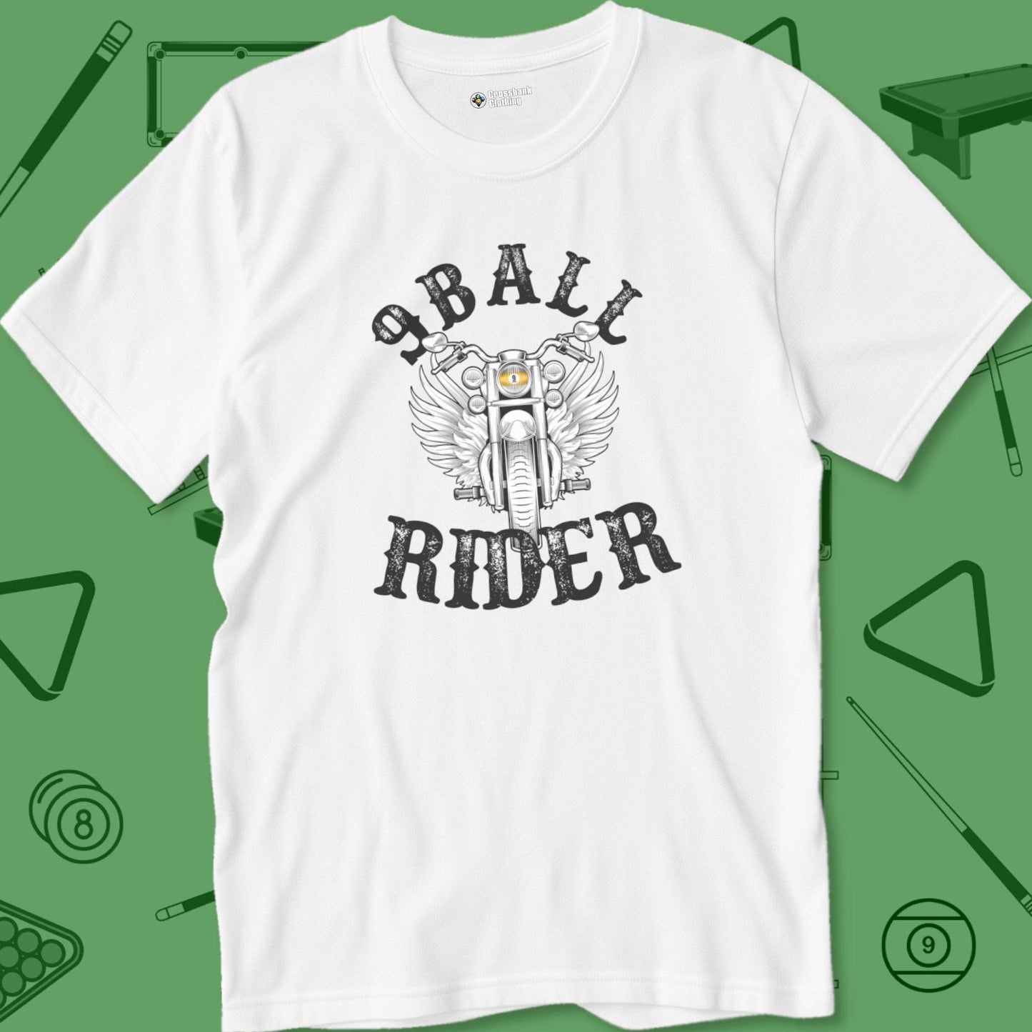 A T-Shirt with billiards-themed design from Crossbank Clothing