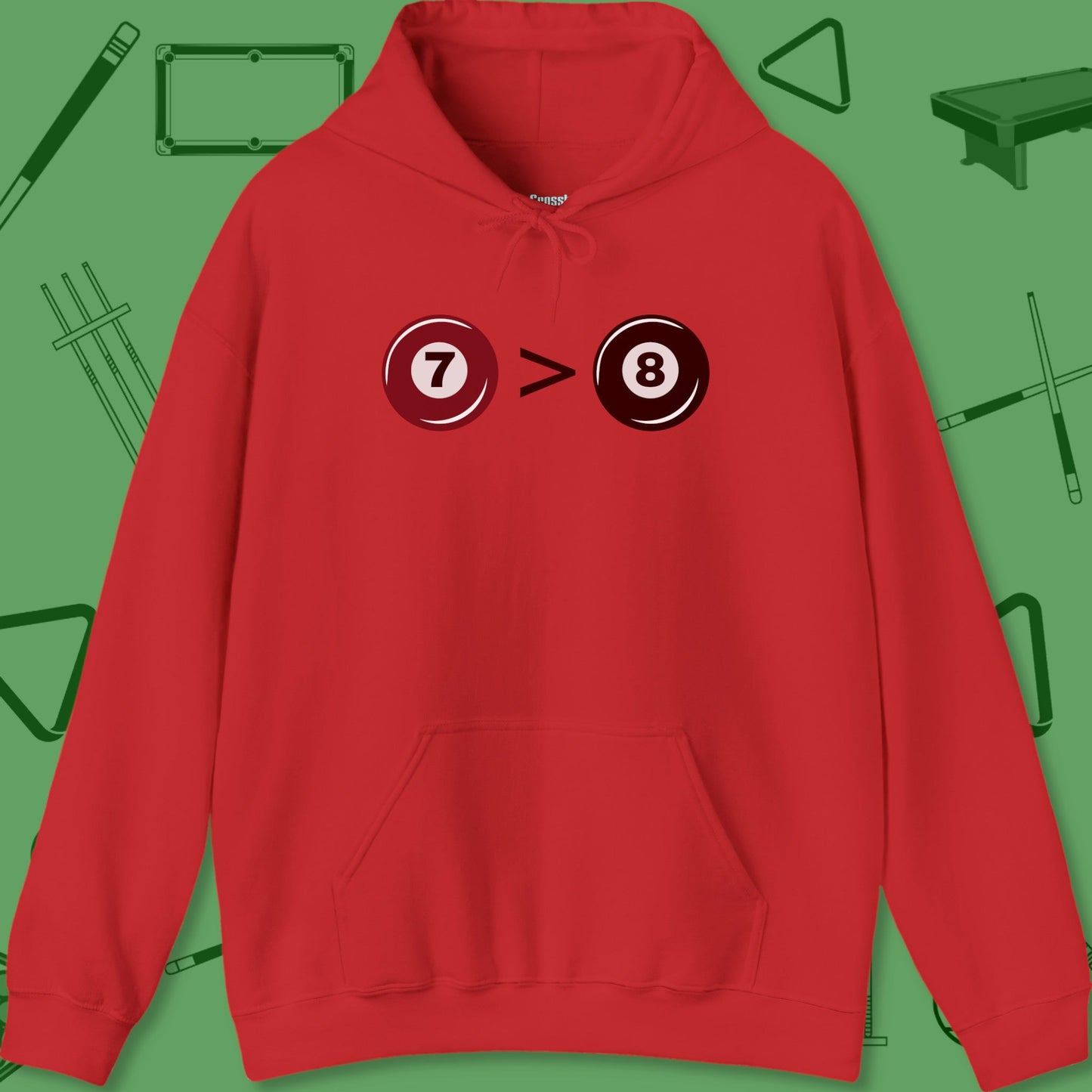 A Hoodie with billiards-themed design from Crossbank Clothing