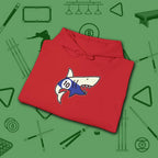 Pool Shark Hoodie, in Red color, billiards shirt, folded view