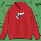 Pool Shark Hoodie, in Red color, billiards shirt, front view