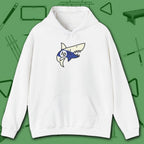 Pool Shark Hoodie, in White color, billiards shirt, front view